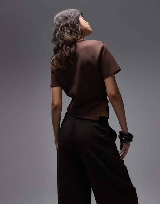 ASOS DESIGN - Asymmetrisch gedrapeerde top in bruin, 3 van 4