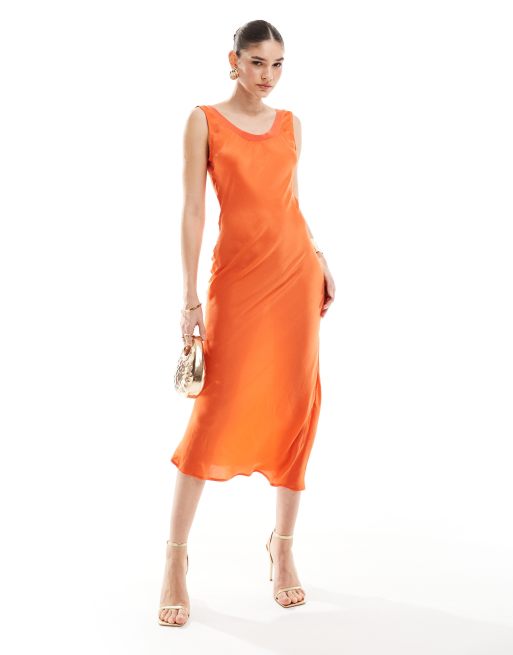 Asos orange midi dress on sale