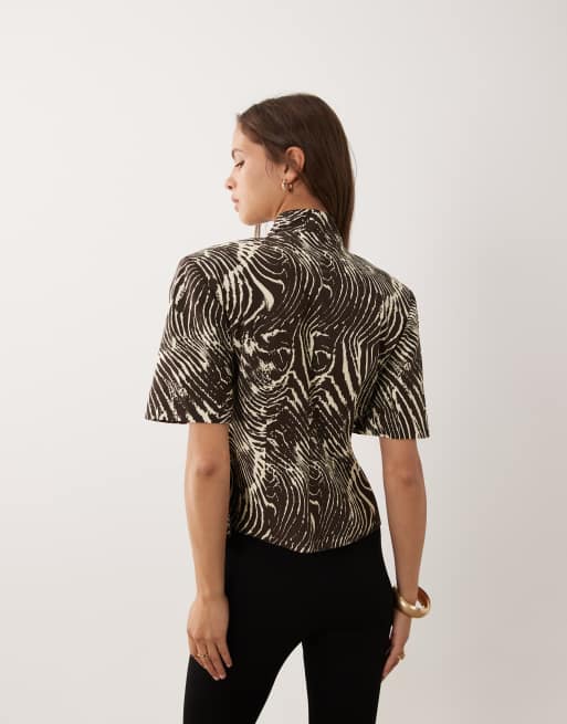 ASOS DESIGN asymmetrische blazer met korte mouwen en zebra print, 4 van 4