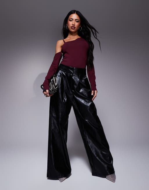 ASOS DESIGN - Asymmetrische body met bandjes in bordeauxrood, 2 van 4