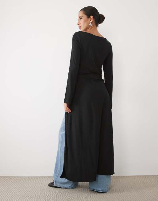 ASOS DESIGN asymmetrische high-low T-shirt met zwarte zoom, 4 van 4