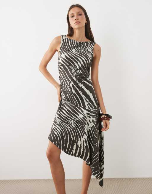 ASOS DESIGN asymmetrische mini jurk met zebra print, 2 van 4