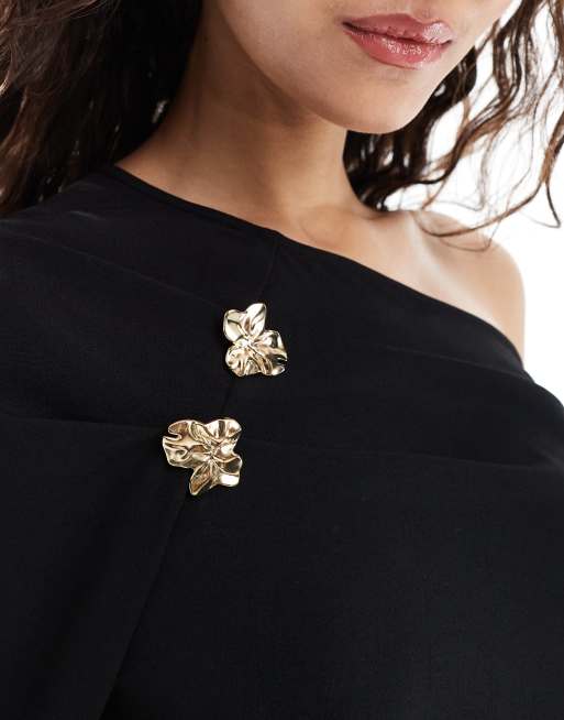 ASOS DESIGN - Asymmetrische top met blote schouders in zwart, 2 van 4