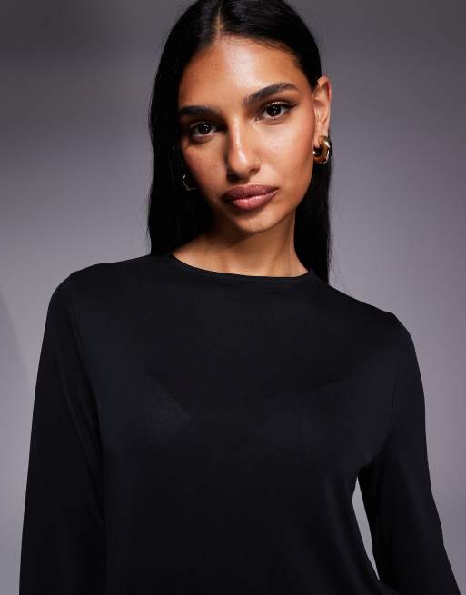 ASOS DESIGN - Asymmetrische top met lange mouwen in zwart, 3 van 4