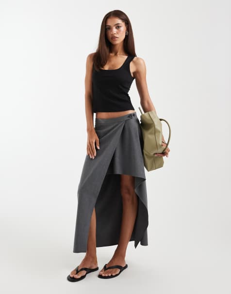 ASOS DESIGN – Asymmetrischer, eleganter Rock in Grau - view 1