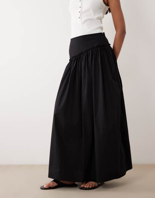 ASOS DESIGN – Asymmetrischer Maxirock in Schwarz mit tief angesetzter Taille, 2 von 5