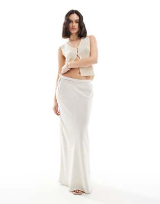 ASOS DESIGN - Asymmetrischer Maxirock in Stein aus Leinenmix-Neutral