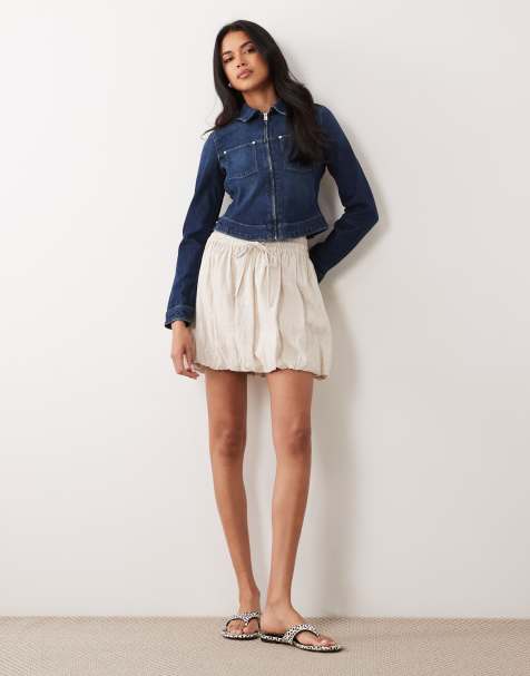 ASOS DESIGN – Asymmetrischer Minirock aus Leinenmix in Steinbeige - view 1