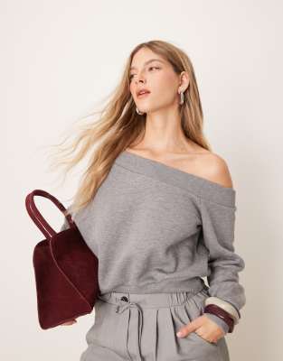 ASOS DESIGN - Asymmetrisches, kastiges Sweatshirt in Grau