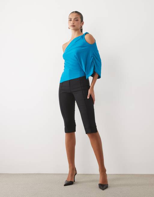 ASOS DESIGN asymmetrisches Oberteil mit fließenden Ärmeln in Petrol, 2 von 4