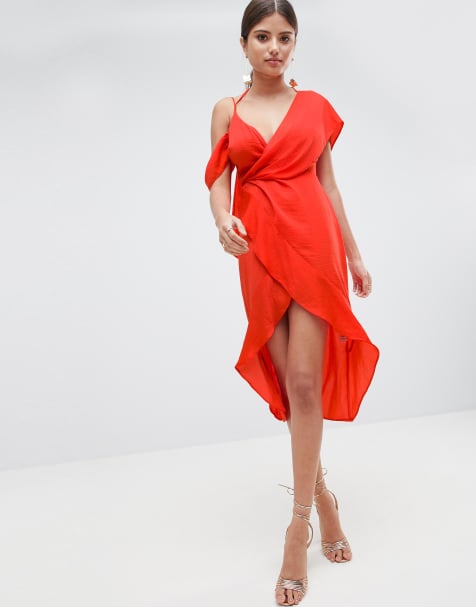 ASOS DESIGN – Asymmetrisk fodralklänning med drapering - view 1