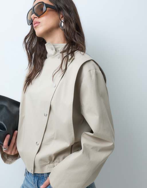 ASOS DESIGN asymmetrisk jakke med ståkrave og boxy pasform, 3 af 4