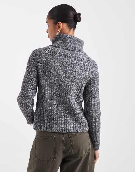 ASOS DESIGN asymmetrisk kofta med vikbar ståkrage i gråmelerad, 4 av 4