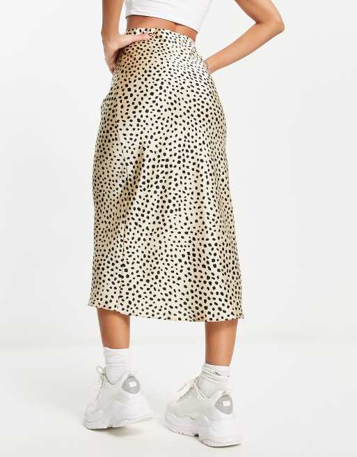 ASOS DESIGN - Asymmetrisk midinederdel i satin med dyreprint, 2 af 4