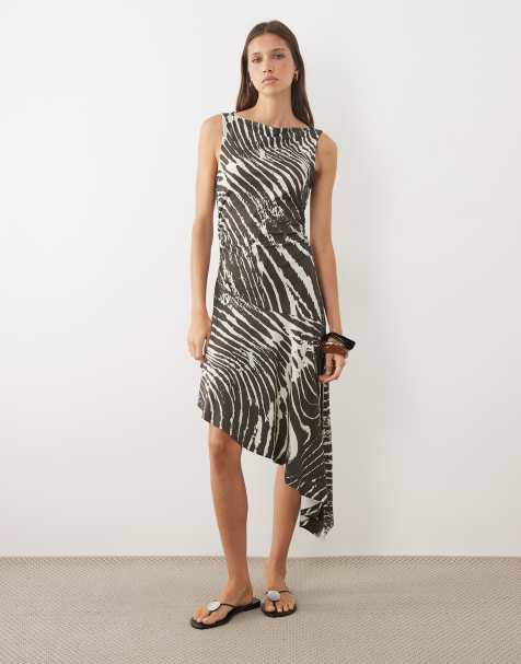 ASOS DESIGN asymmetrisk minikjole med zebra-print - view 1