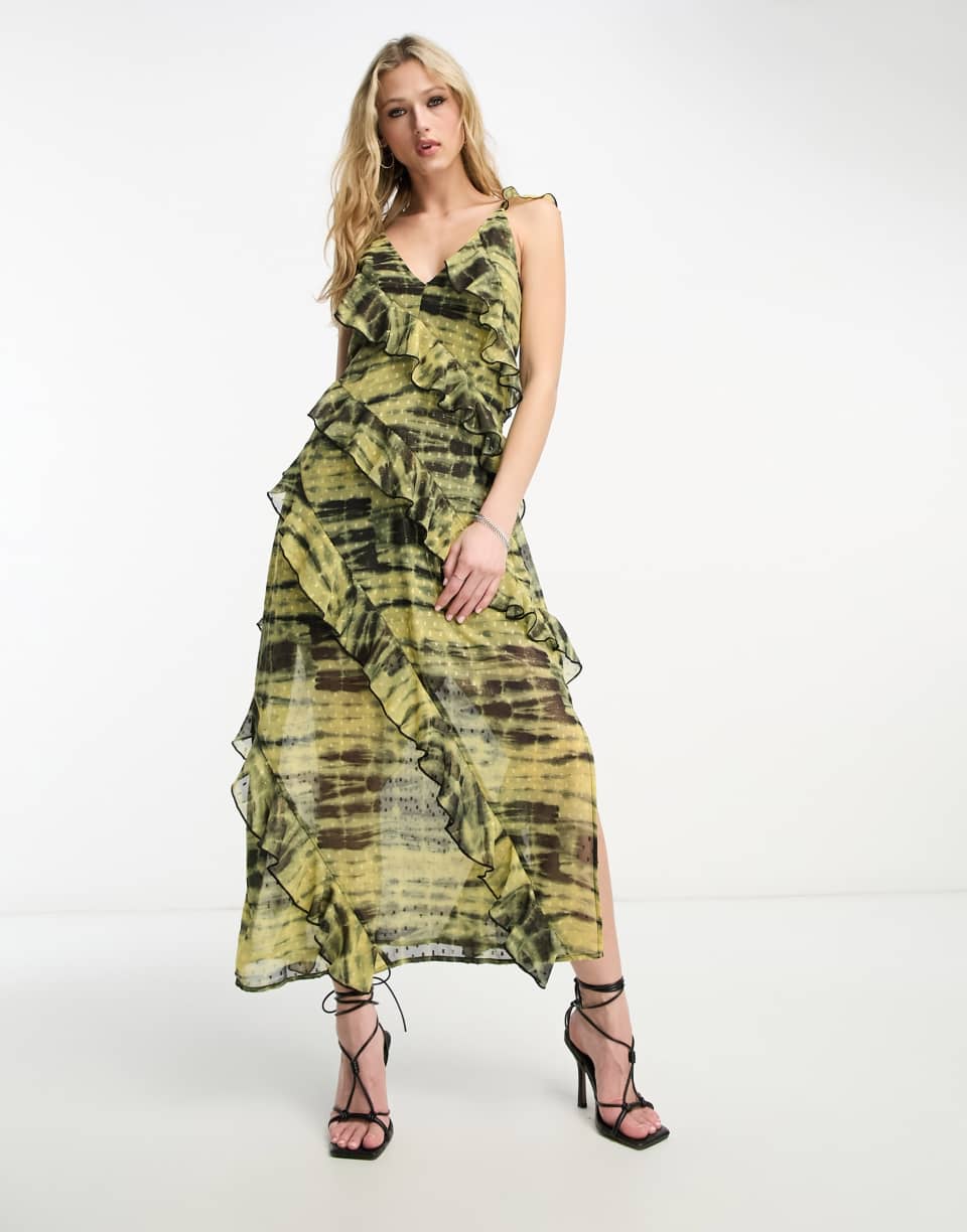 Asymmetric batik slip dress
