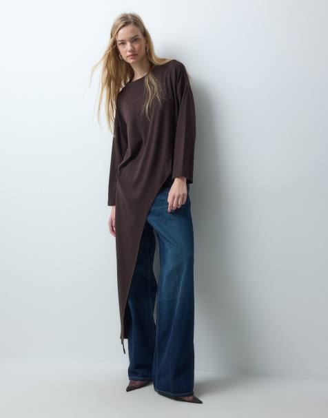 ASOS DESIGN asymmetrisk T-shirt med forlænget kant - view 1