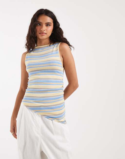 ASOS DESIGN - Asymmetrisk tanktop med striber i gennemsigtig strik, 2 af 4