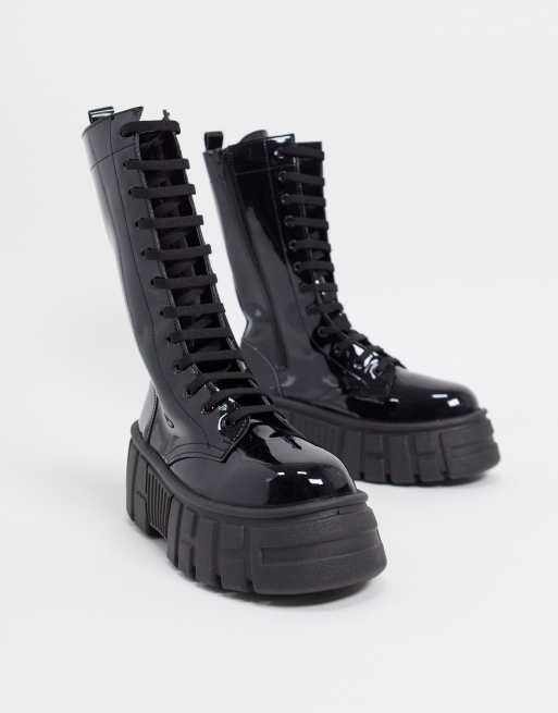 asos design katie chunky over the knee boots in black