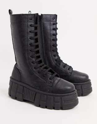 asos black chunky boots