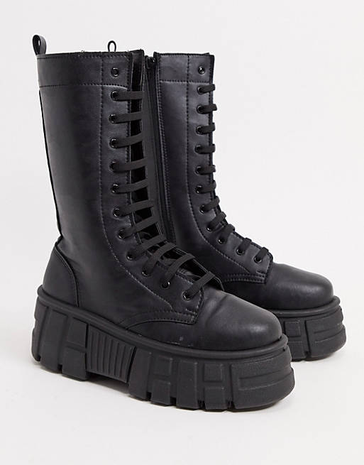 ASOS DESIGN Athens 2 chunky high lace up boots in black
