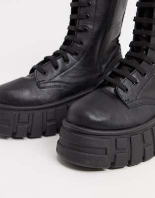 athens chunky lace up boots