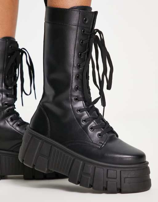 Asos black chunky on sale boots