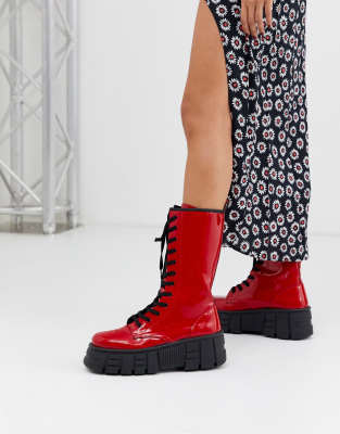 chunky high lace up boots