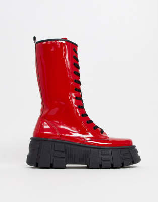 athens chunky lace up boots