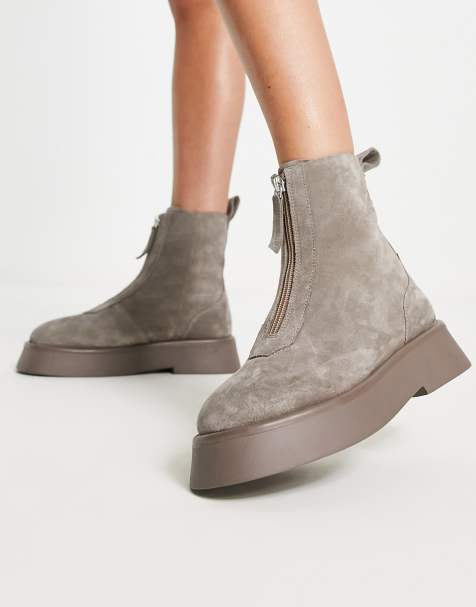 Bottes grises femme outlet en daim