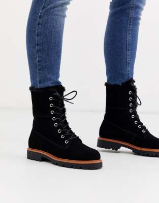 black lace up hiker boots