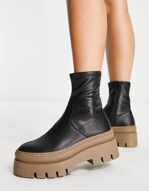 mestre umoral Piping ASOS DESIGN Atlas chunky sock boots in black with tan sole | ASOS