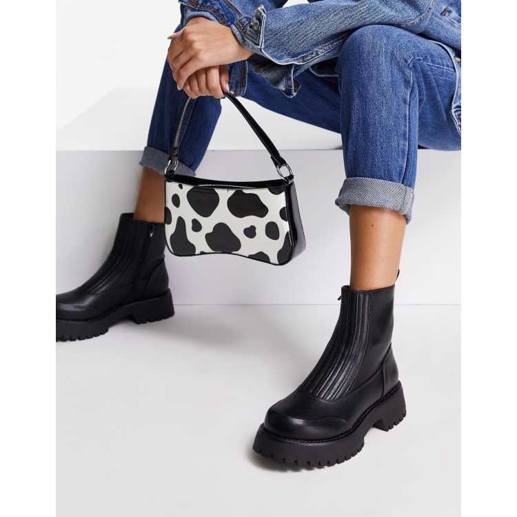 Asos design atom leather shop chelsea boots in leopard print