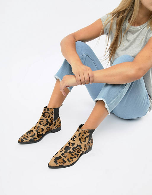 Least mute spell ASOS DESIGN Atom leather chelsea boots in leopard print | ASOS