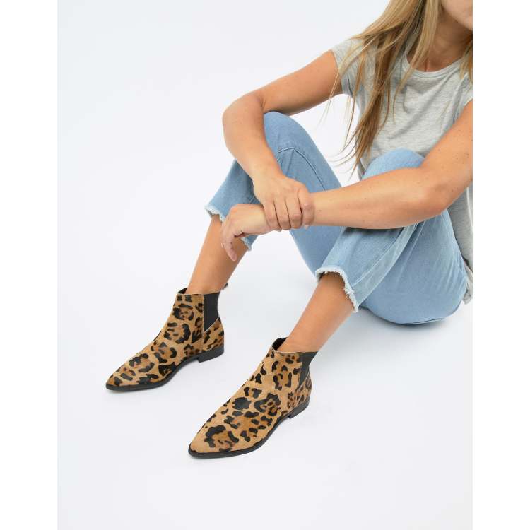 ASOS DESIGN Atom leather chelsea boots in leopard print