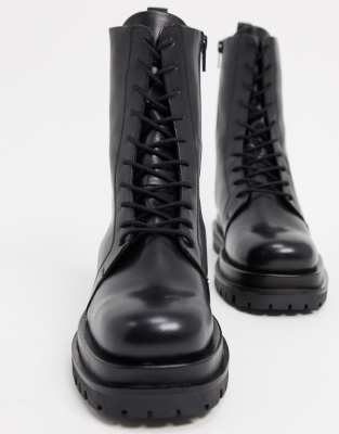asos design anarchy leather lace up boots