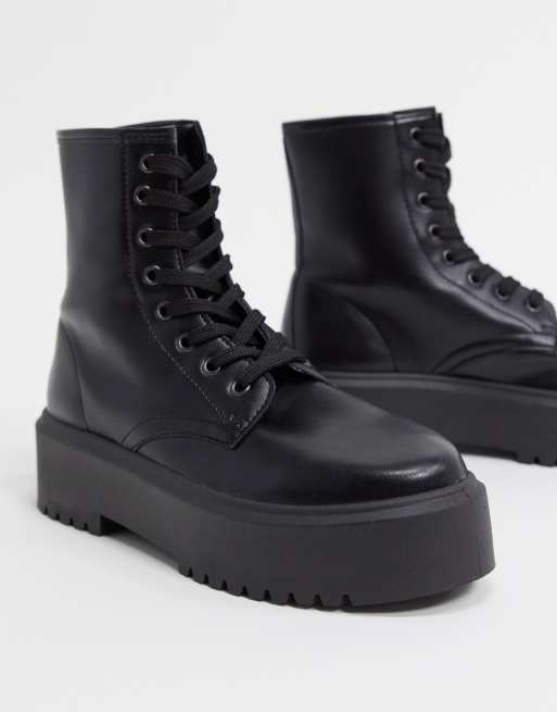 ASOS DESIGN Attitude 2 lace up chunky boots in black