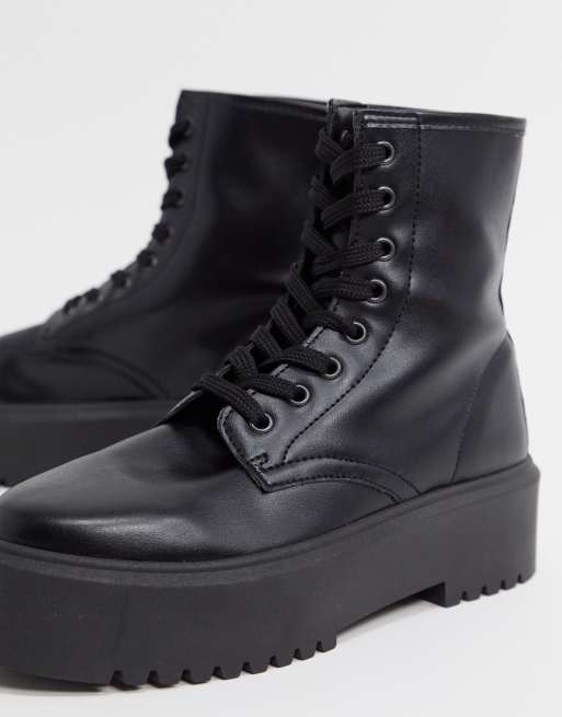 Asos design attitude wide on sale fit chunky lace up boots