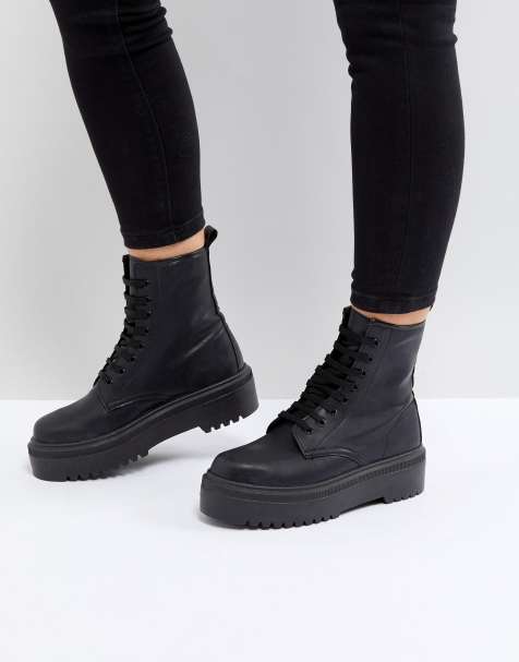 ASOS DESIGN – ATTITUDE – Ankle-Boots zum Schnüren mit dicker Sohle