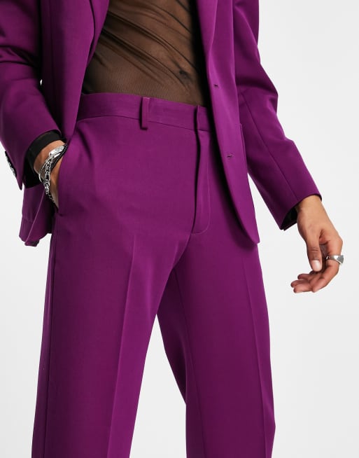 ASOS DESIGN – Auberginelila, utsvängda kostymbyxor , 4 av 4