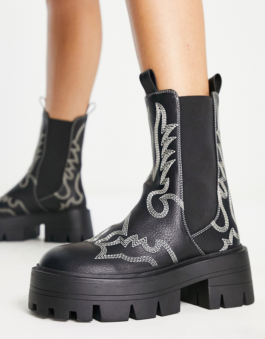 ASOS DESIGN Auction western detail chelsea boots in black