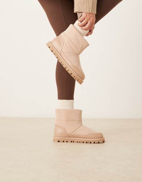 ASOS DESIGN Audrey nylon snow boots in blush - view 1