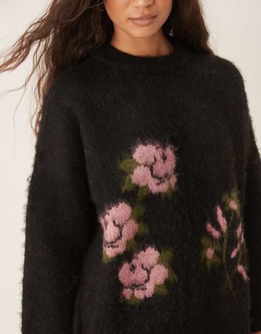 Strickpullover Blumenprint Pullover Strickpullover In Übergröße