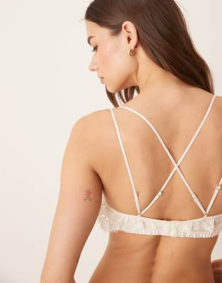 Asos Design Aurora All Over Lace Frill Bralet In White
