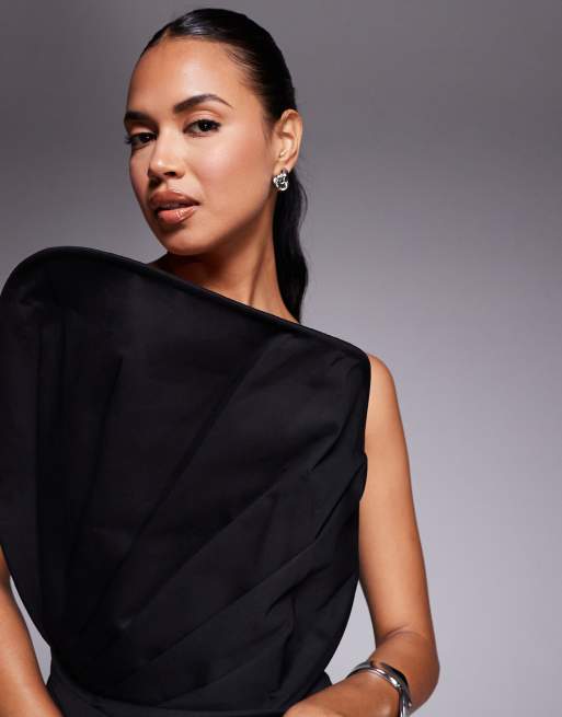 ASOS DESIGN – Ausgeprägt geformtes Minikleid in strukturiertem Schwarz, 2 von 4