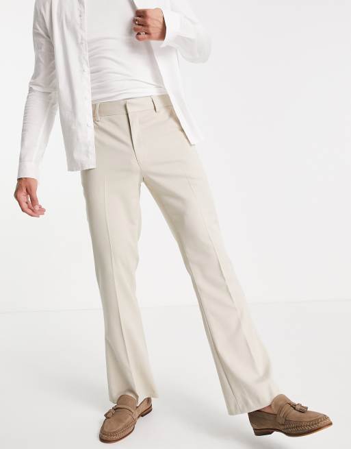 ASOS DESIGN – Ausgestellte Anzughose in Beige