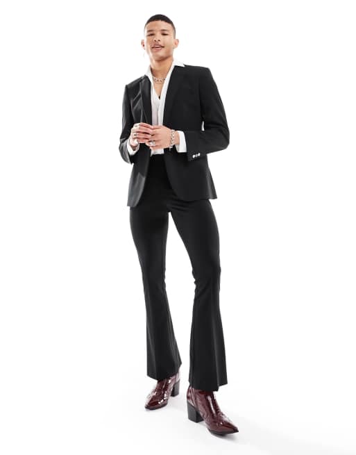 ASOS DESIGN – Ausgestellte Anzughose in Schwarz