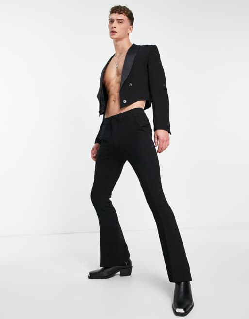 ASOS DESIGN – Ausgestellte Anzughose mit engem Schnitt in Schwarz
