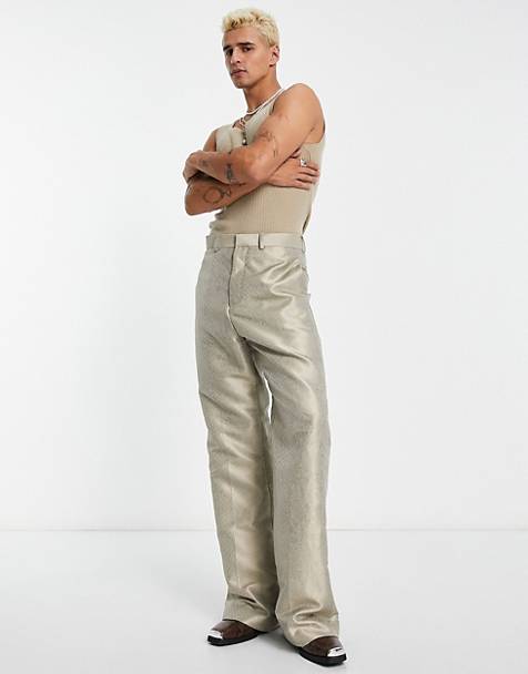 ASOS Herren Kleidung Hosen & Jeans Lange Hosen Weite Hosen Wide leg suit trousers in micro texture 