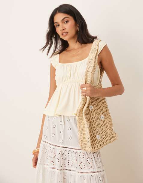 ASOS DESIGN – Ausgestelltes Babydoll-Oberteil im Milchmädchen-Stil in Zitronengelb - view 1